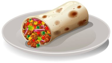 Taze malzemelerle dolu renkli burrito.