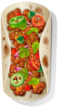 Taze malzemelerle dolu canlı bir burrito.