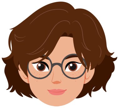 Gözlüklü bir kadının gülümsemesi.