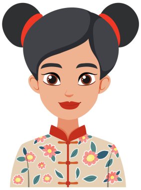 Çiçek giysili bir kadın tasviri