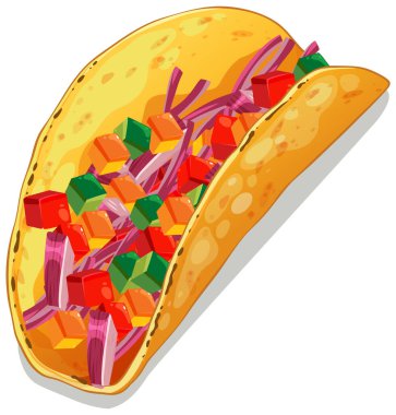 Sebzelerle dolu canlı bir taco.