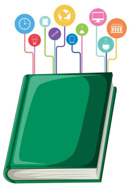 Üzerinde çeşitli eğitim simgeleri olan bir kitap