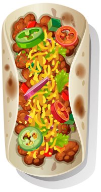 Çeşitli taze malzemelerle renkli burrito