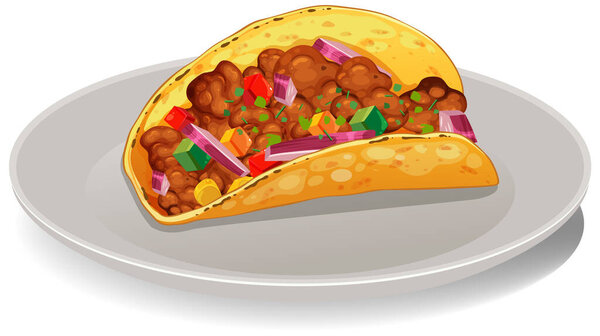 Красочный тако с различными ингредиентами