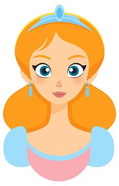 Mavi aksesuarlı bir prensesin tasviri