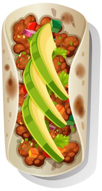 Fasulye ve avokadoyla dolu lezzetli bir burrito.