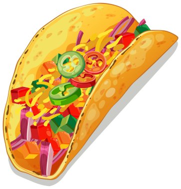 Taze malzemelerle dolu canlı bir taco.