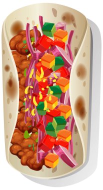 Canlı, lezzetli bir Meksika dürüm vektörü.