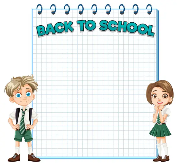 stock vector Two kids in school uniforms smiling