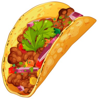 Taze malzemeli renkli taco.