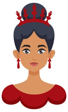 Taçlı ve küpeli bir kraliçenin tasviri