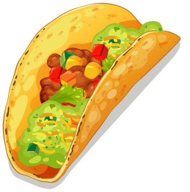 Taze malzemeli renkli taco.