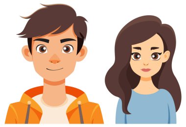 Bir kadın ve erkeğin çizgi film karakterleri