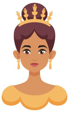 Altın taç takan bir kraliçenin tasviri