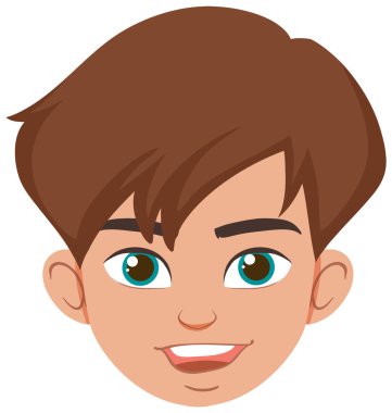 Kahverengi saçlı mutlu çocuk gülümsüyor