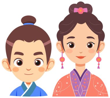 Çinli bir erkek ve kadının vektör sanatı