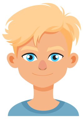 Mavi gözlü, gülümseyen sarışın çocuk