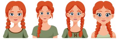 Kızıl saçlı bir kadının dört çeşidi.