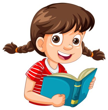 Gülümseyen kız kitaptan hoşlanıyor.