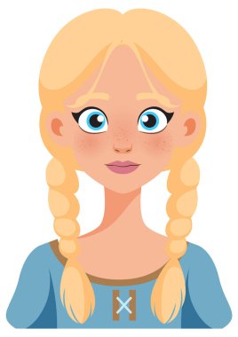 Gülümseyen sarışın bir kızın vektör görüntüsü