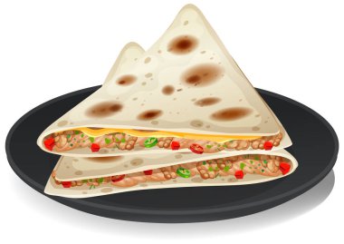 Fasulye ve sebzeli lezzetli quesadilla.