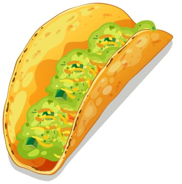 Guacamole soslu renkli taco.