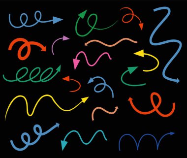 Çeşitli şekil ve yönlerde canlı oklar.