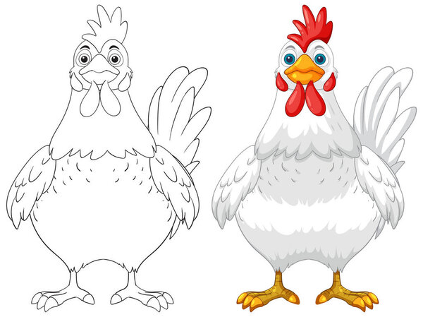 Vector art of a chicken in two styles