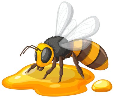 Altın bal havuzunun tadını çıkaran bir arı.