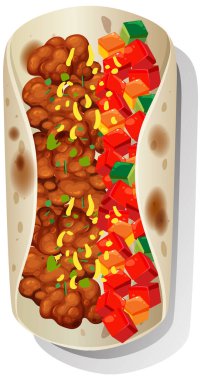 Et ve sebzeli renkli burrito.