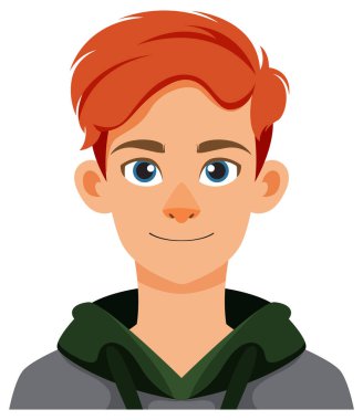 A cheerful boy with red hair smiling clipart