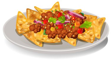 Fasulye ve sebzeli çıtır nacho.