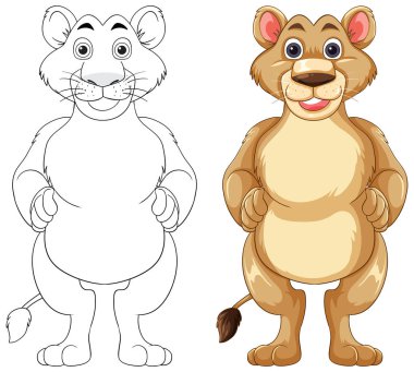 Renkli ve özet versiyonlu sevimli bir aslan.