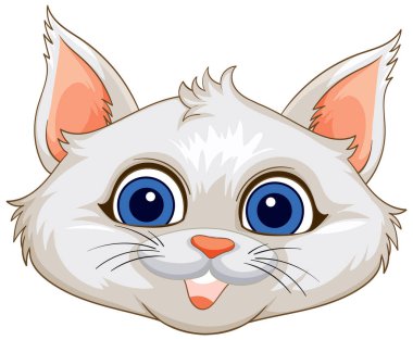 Anlamlı mavi gözleri olan sevimli çizgi film kedisi.