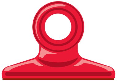 Dairesel saplı canlı kırmızı bir klips.