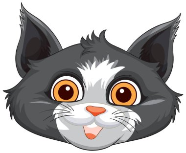 Sevimli çizgi film kedisi. Anlamlı gözleri ve gülümsemesi var.