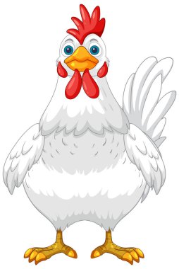 Canlı renkleri ve detayları olan mutlu bir tavuk.