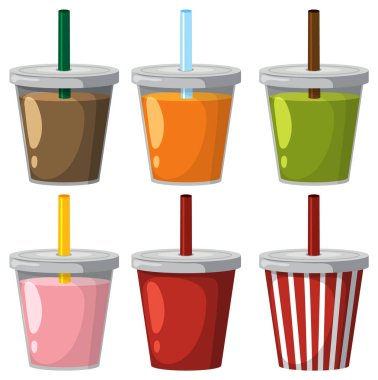 Pipetle servis edilen altı kadehte altı canlı içecek.