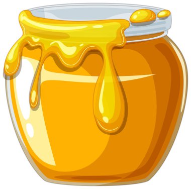 Damlayan ballı bal kavanozu tasviri