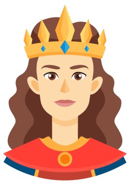 Queen with crown and red robe clipart