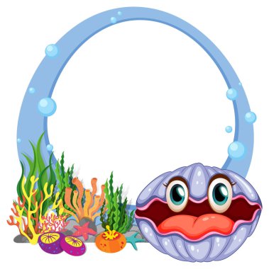 Vibrant sea life with a smiling clam clipart