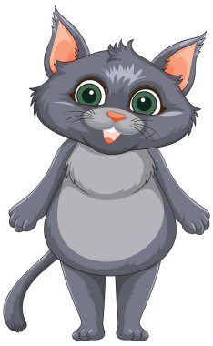 Büyük yeşil gözleri olan sevimli gri kedi.