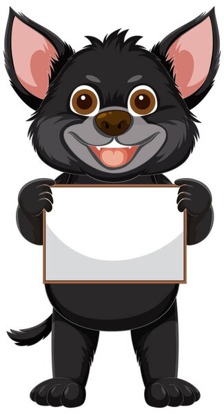 Adorable dog character with a blank sign