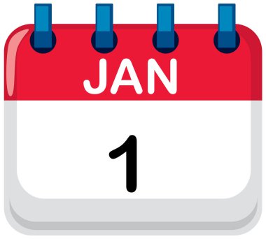 İlk Ocak tarihini gösteren renkli takvim