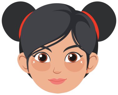 Illustration of a woman with double buns clipart