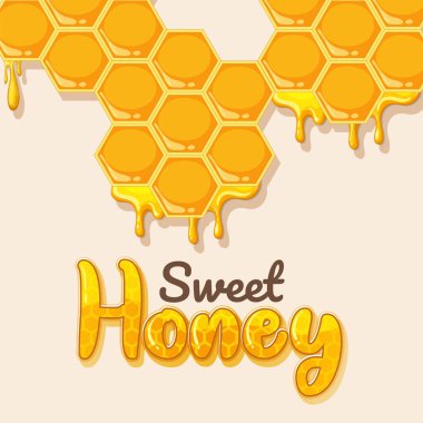 Damlayan bal ve metin ile altın bal peteği