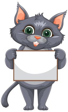 Boş tabelası olan sevimli bir kedi.