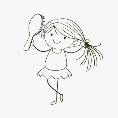 Uzun saçlarını tarayan neşeli bir çocuk