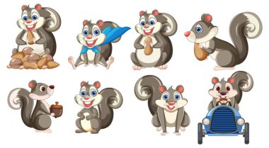 Fındıklı ve küçük arabalı şirin sincaplar.