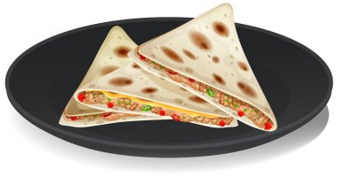 Et ve sebzelerle dolu lezzetli börekler.